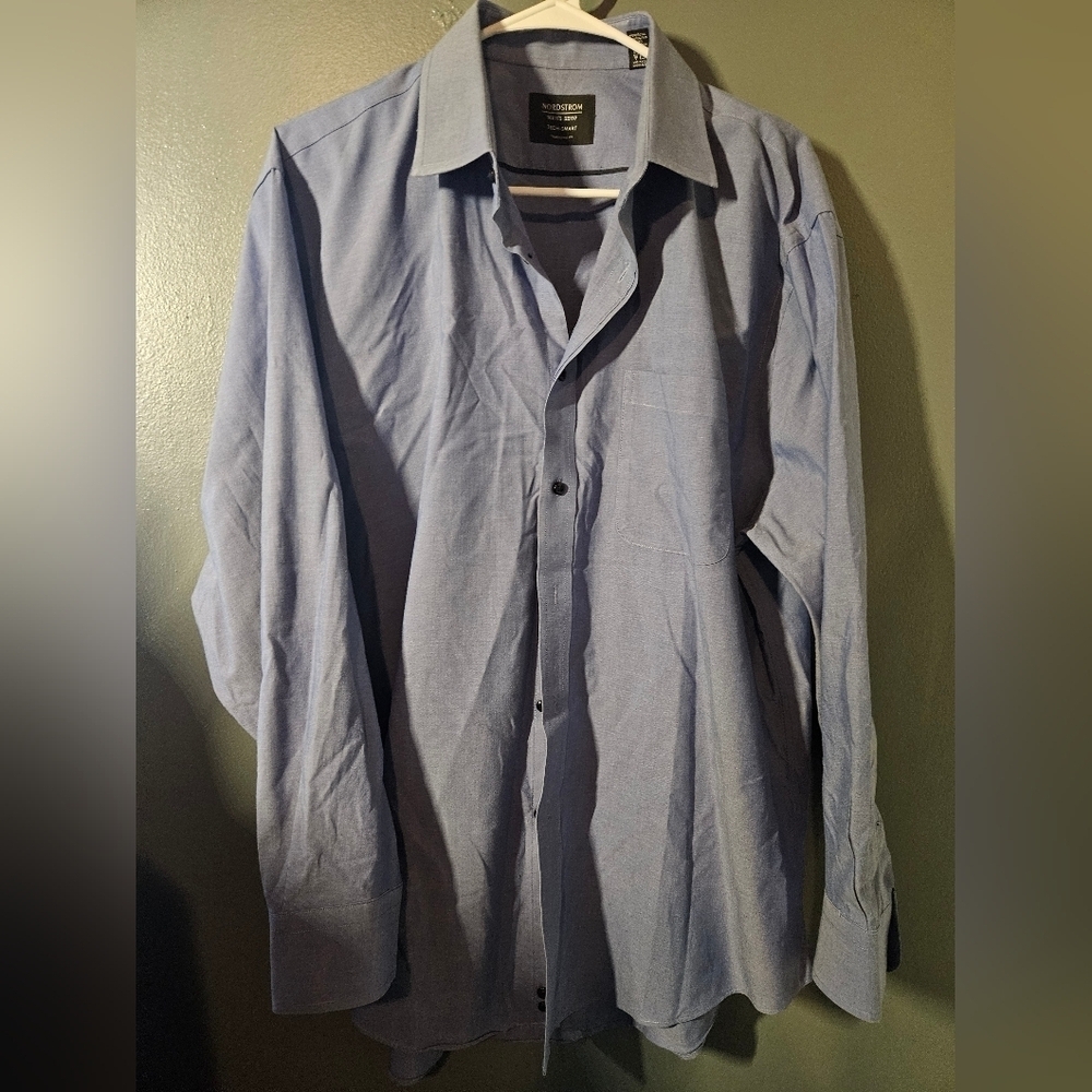 Nordstrom Mens Shop Tech Smart Blue Dress Shirt Size 16.5